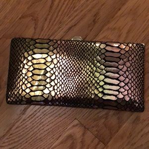 Lodis Iridescent Snakeskin Print Clutch Wallet